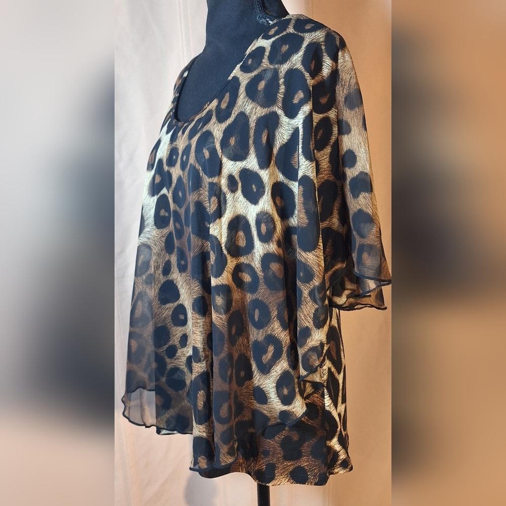Adele & May Chic Leopard Print Sheer Blouse - image 3